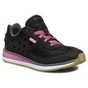 Crocs Retro Low Top Sneakers Lightweight Lace Up Casual Black Fuchsia Pink 7.5